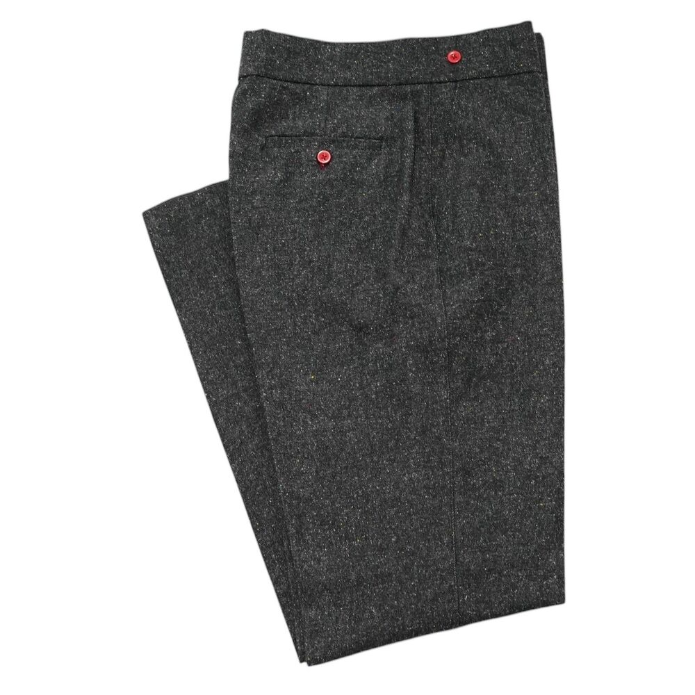 Mens 32 Gurkha Pants Charcoal Donegal Speckled Cotton High Waist Flat Front